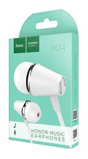 Hands Free Hoco M34 Earphones Stereo 3.5 mm White with Micrphone and Operation Control Button