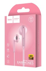 Hands Free Hoco M39 Rhyme Sound Earphones Stereo 3.5mm Pink with Micrphone and Operation Control Button