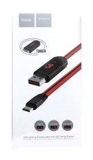 Data Cable Hoco U29 LED Display USB to Micro-USB 2A Fast Charging Red 1m