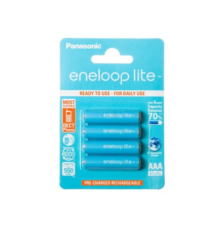 Rechargeable Battery Panasonic eneloop lite BK-4LCCE/4BE 550 mAh size AAA Ni-MH 1.2V &Tau;&epsilon;&mu;. 4