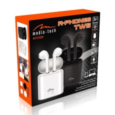 Wireless Hands Free Media-Tech MT3589K R-Phones TWS V.4.2 Black with Control Button in each earphone