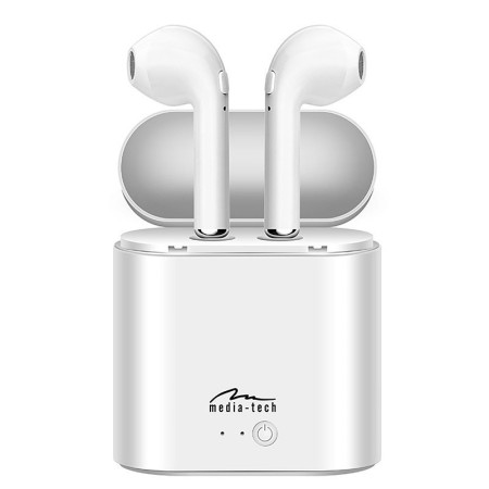 Wireless Hands Free Media-Tech MT3589K R-Phones TWS V.4.2 White with Control Button in each earphone