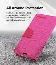 Book Case Goospery Canvas Diary for Apple iPhone 13 &Mu;ni Pink