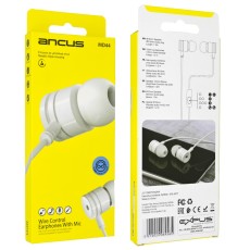 Hands Free Ancus Harmony MD44 in-Earbud Stereo 3.5mm White Micrphone, Answer Button 1,2m