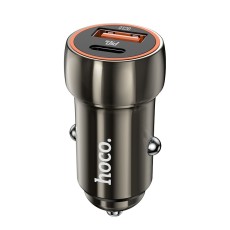 Car Charger Hoco Z46A Blue Whale USB-C PD20W to USB 18W QC3.0 5V/3A Grey