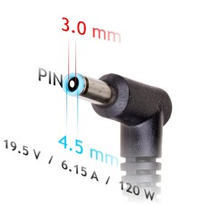 Akyga AK-ND-45 is a notebook dedicated power supply for devices powered with 19.5V/6.15A, 120W power and 4.5x3.0 mm + pin plug. The cord of the power adapter has been equipped with a high-quality ferrite core that prevents and protects devices from any p