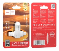 Flash Drive Hoco UD10 2 in 1 128GB USB-A 3.0 &kappa;&alpha;&iota; USB-C &Sigma;&upsilon;&mu;&beta;&alpha;&tau;ό &mu;&epsilon; Windows Mac Linux &kappa;&alpha;&iota; Android &Alpha;&sigma;&eta;&mu;ί