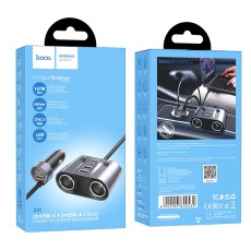 Car Charger Hoco Z51 Establisher 3xUSB QC3.0 and 2xUSB-C PD30W with Dual Cigarette Lighter Port 147W