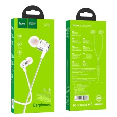 Hands Free Hoco M85 Platinum Sound Universal Earphones Stereo 3.5mm Deep Bass Pearl Silver 1.2m