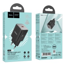 Travel Charger Hoco N43 Vista with USB PD30W GaN Tech Small Size Black