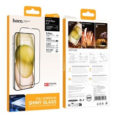 Tempered Glass Hoco Premium Series A37 120CC Large Arc Edges Dustproof 0.4mm 3D Anti-Static for Apple iPhone 15 Plus