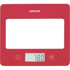 Kitchen Scale 5Kg LCD Screen UltraSlim Glass Sencor SKS 5034RD Red