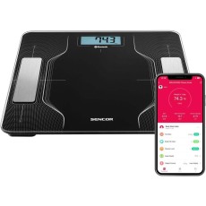 Smart Fitness Bathroom Scale with Bluetooth for iOS and Android Sencor SBS 8002BK