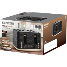 Toaster 4 places 1600W 3D Pattern Design Sencor STS 7551BK Black/Gold