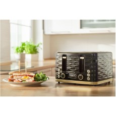 Toaster 4 places 1600W 3D Pattern Design Sencor STS 7551BK Black/Gold