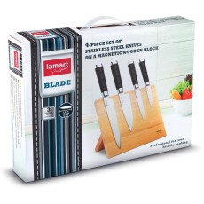 4pc Knife Set with Wooden Magnetic Base Lamart LT2026