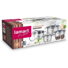 ELEGANT Cookware Set Stainless Steel 8pc Lamart LTSSSET8 Silver