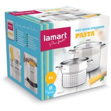 Pasta Pot with Strainer 24 cm 8lt Stainless Steel Lamart LTSS2417