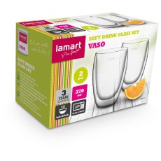 Coffee Tea Cup THERMO Double Wall Set 2pcs 370ml Lamart LT9013 Transparent