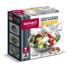 Folding Steam Basket Stainless Steel 23cm PAIRE Lamart LT7049 Grey