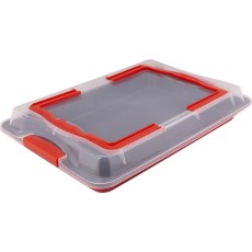 Rectangular Pan with Lid and Non-stick Coating 42.3?29.2?4cm Lamart LT3102 Black/Red
