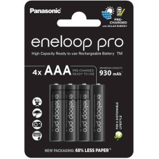 Rechargeable Battery Panasonic eneloop pro BK-4HCDE/2BE 930 mAh size AAA Ni-MH 1.2V Τεμ. 4 New Package