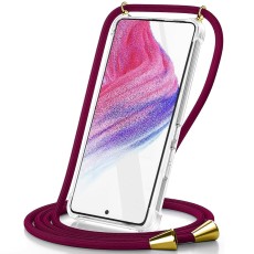 Case Ancus Crossbody for Samsung SM-A556 Galaxy A55 5G Transparent with Red Stripe