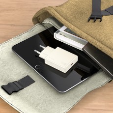 Travel Charger Hoco N44 Biscuit Ultra Thin Charging USB-C PD30W Fast Charge Moonlight White