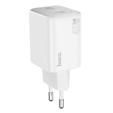 Hoco N42 Elogiado Charger with 2xUSB-C 45W Charging Outputs White