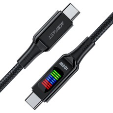 Data Cable Acefast C7-03  Metallic USB-C  to USB-C 100W 20V/5A  with Charging Display Braided Black 1.2m