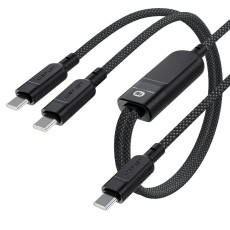 Data Cable Acefast C5-11 Metallic USB-C to 2xUSB-C 100W 20V/5A Braided Black 1.2m