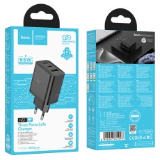 Travel Charger Hoco N51 Scenery 65W with 2 x USB-C and 1 &chi; USB-A  Black