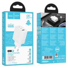 Travel Charger Hoco N51 Scenery 65W with 2 x USB-C and 1 &chi; USB-A  White
