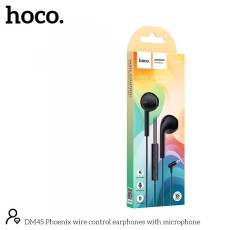 Hands Free Hoco DM45 Phoenix Earphones Stereo 3.5mm with Microphone and Operation Control Button Black