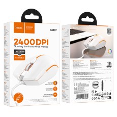Wired Gaming Mouse Hoco GM37 Wonderful 4 Buttons with Lighting 2400 DPI White