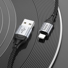 Data Cable Hoco X102 Fresh USB-A  to Lightning 2.4A Braided 1m Black