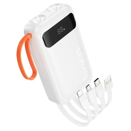 Power Bank Hoco J151 Spirit 10000mAh with 4 Output Cables, Flashlight and LED Display White