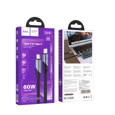 Data Cable Hoco U119 USB-C to USB-C 60W 3A Fast Charging Armor Style Braided Black 1.2m