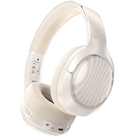 Wireless Foldable Headphones Stereo Acefast H5 500mAh v5.4 ANC AUX with Microphone Milky White
