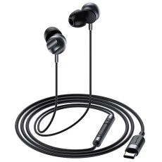 Hands Free Acefast L6 Earphones Stereo USB-C Black 1.2m with HD Mic and Operation Buttons Compatible with All USB-C Devices