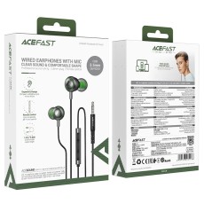 Hands Free Acefast L4 Earphones Stereo 3.5mm Braided Black 1.2m with HD Mic and Operation Buttons