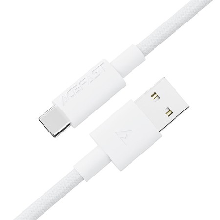 Data Cable Acefast C18-04 USB-A  to USB-C 3A Fast Charge USB2.0 Braided White 1.2m