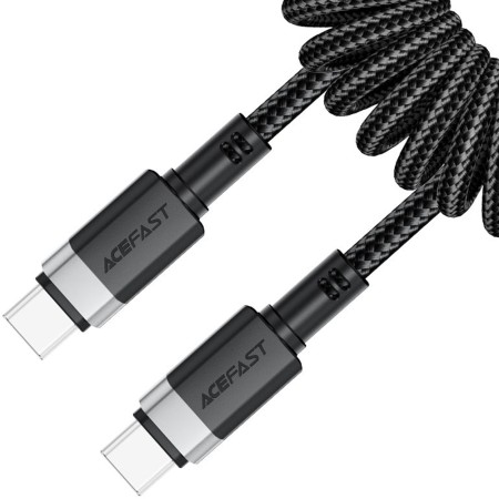 Data Cable Acefast C14-03 USB-C to USB-C PD60W 3A Fast Charge USB2.0 Spring Braided Black 1.2m