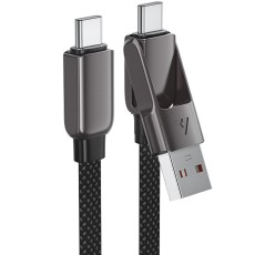 Data Cable Acefast C13-05 USB-C / USB-A  to USB-C PD60W 3A Fast Charge USB2.0 Braided Black 0.2m