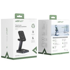 Acefast E3 3-in-1 15W Wireless Charging Desktop Stand for Charging 3 Devices with LED Lighting Black