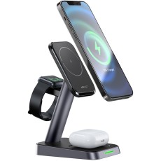 Acefast E3 3-in-1 15W Wireless Charging Desktop Stand for Charging 3 Devices with LED Lighting Black