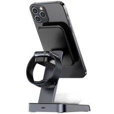 Acefast E3 3-in-1 15W Wireless Charging Desktop Stand for Charging 3 Devices with LED Lighting Black