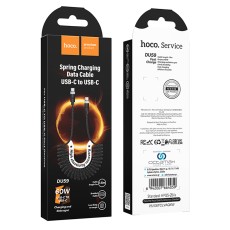Data Cable Hoco DU59 Bamboo USB-C to USB-C 60W Spring Braided Cable  Black 1.5m