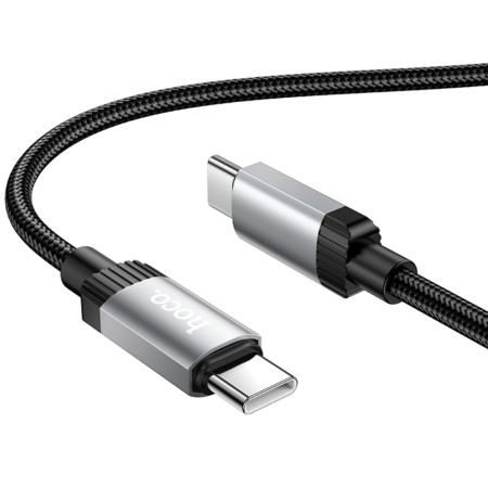Cable Hoco X117 Star USB-C to USB-C 60W with LED Indicator and Alluminum Alloy Tips Braided Black 1m