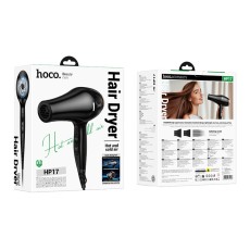 Travel Hair Dryer Hoco HP17 1650W with 2 Airflow and 3 Temperature Levels Max Speed 1900Rpm Black